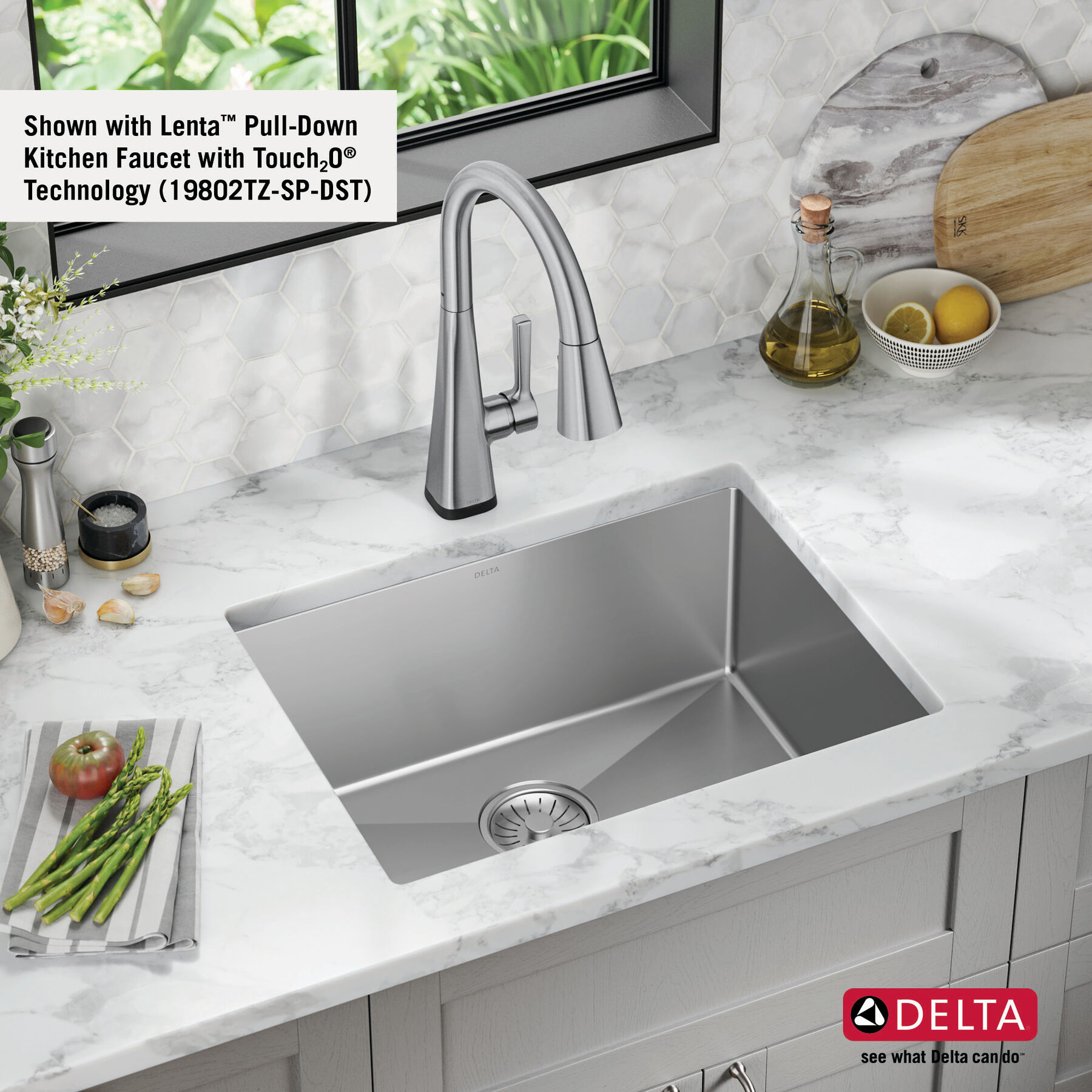 Lavabo de cocina con un receptáculo de acero inoxidable de 23" de montaje bajo encimera con accesorios, imagen 11